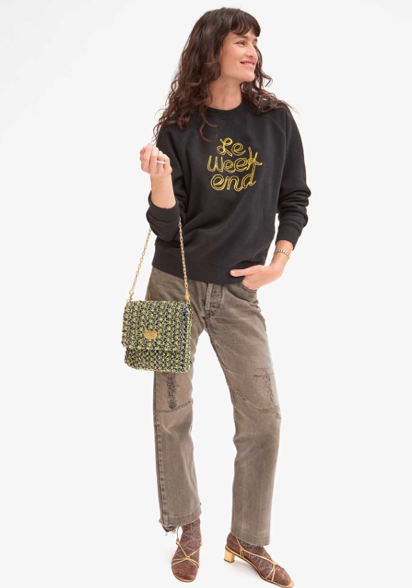 CLARE V : Ramya : Green & Navy Metallic Crochet — ALCHEMY MARIN